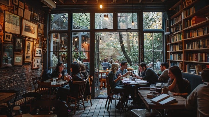 Customers enjoying books in our reading corner