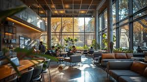 Natural light streaming through large windows